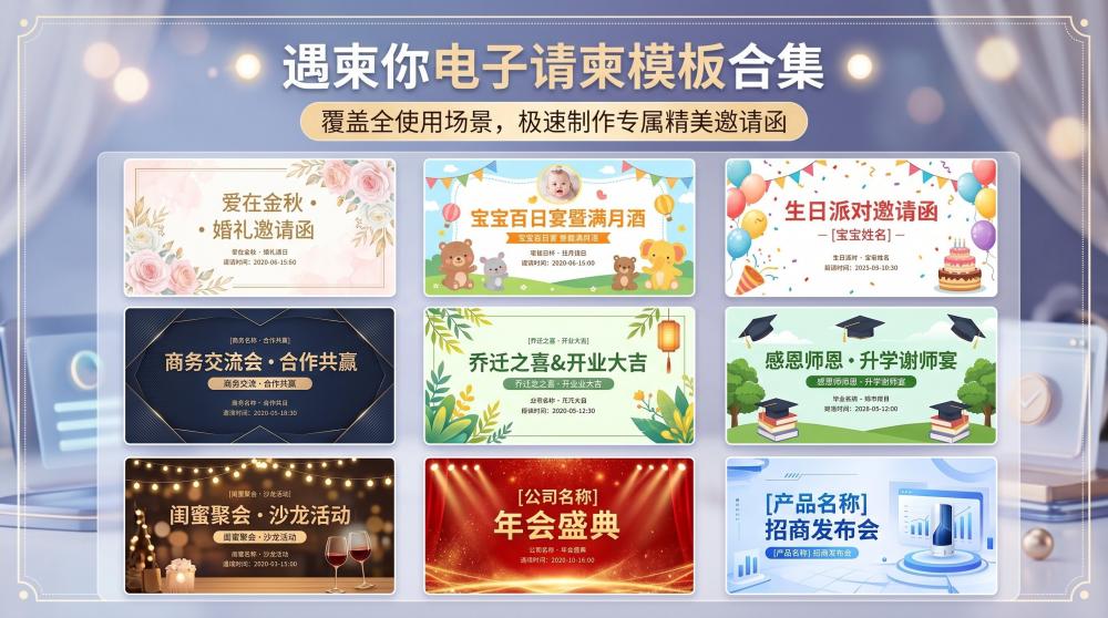 公司乔迁电子喜帖｜简约稳重款实测，小白也能5分钟搞定